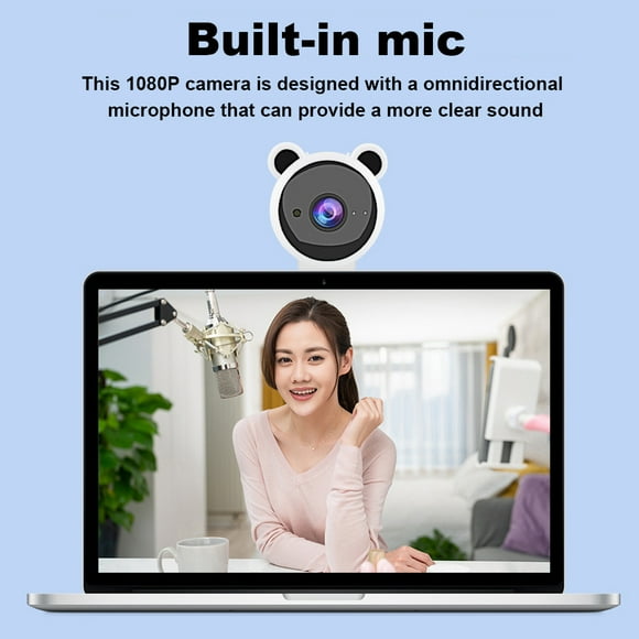 USB Webcam Online Chatting Desktop PC Web Desktop PC Camera 1080P Driver Free Laptop Camera for Live Streaming, White
