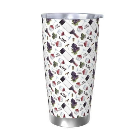 

Fuzoiu Wine Glasses2 Print 20oz Tumbler Stainless Steel Vacuum Insulated Car Cup Insulated Coffee Mug Travel Mug with Lid Thermal Cup for Outdoor-Without Straw