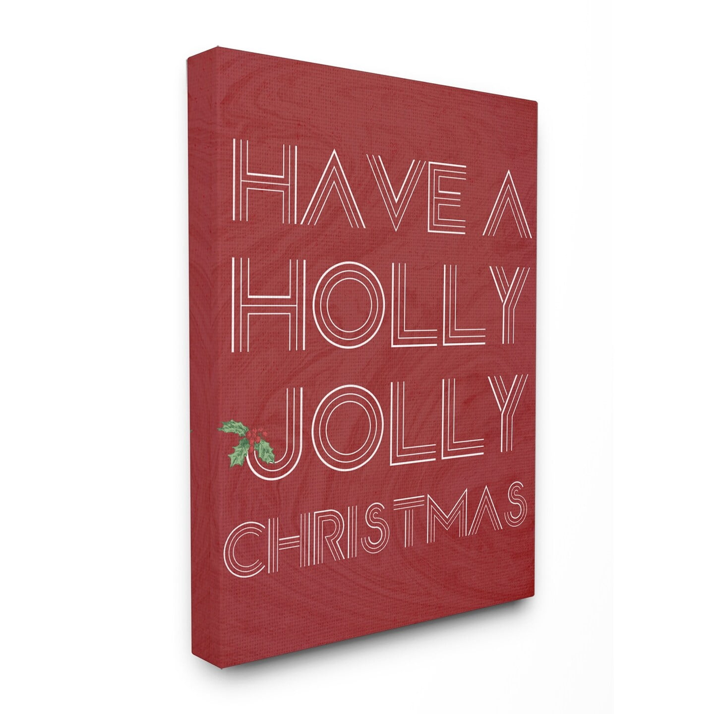 Stupell Holly Jolly Christmas Stretched Canvas Wall Art 16 x 20
