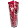 thumbnail image 2 of Starbucks Holiday 2022 Red Marble ?Enchanted Forest Pearl? Floral Tumbler Pointsettia 24 oz Venti, 2 of 4