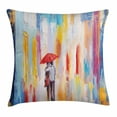 thumbnail image 1 of Home Decor Throw Pillow Cushion Cover, Silhouette of a Love Couple in Street Rainy Day Romance in Urban City Life Design, Decorative Square Accent Pillow Case, 18 X 18 Inches, Multi, by Ambesonne, 1 of 2