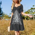 thumbnail image 4 of Vestido de manga corta con diseño geométrico de flor de loto gris vestidos para mujer Vestido femenino Vestido, 4 of 7