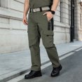 thumbnail image 5 of Multi Pocket Cargo Pants Mens Work Trousers Straight Leg Utility Pants Solid Color Casual Hiking Pants Long Pants for Men, 5 of 6