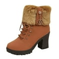 thumbnail image 2 of Tawop Winter Boots for Women Chunky Heel Lace Up Fall Boots, 2 of 9