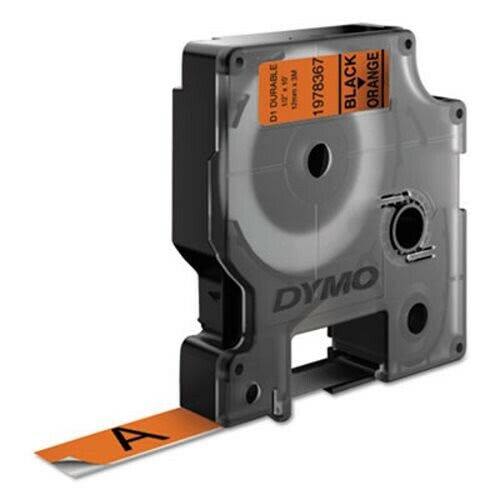 Dymo 1978367 D1 Durable Label Refill, 1/2", Black on Orange (DYM1978367