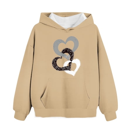 Eltusu Hoodies for Toddler Girls Printed Pullover Long Sleeve Loose Girls Sweatshirts Khaki Size 2-3 T
