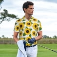 thumbnail image 3 of Pofeuu Sunflowers Print Men's Loose Fit Midweight Short-Sleeve Pocket Polo-Large, 3 of 6