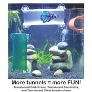SeeShelter Brand Betta Tunnel in Translucent Dark Green Fish Hide Enrichment Aquarium Decor
