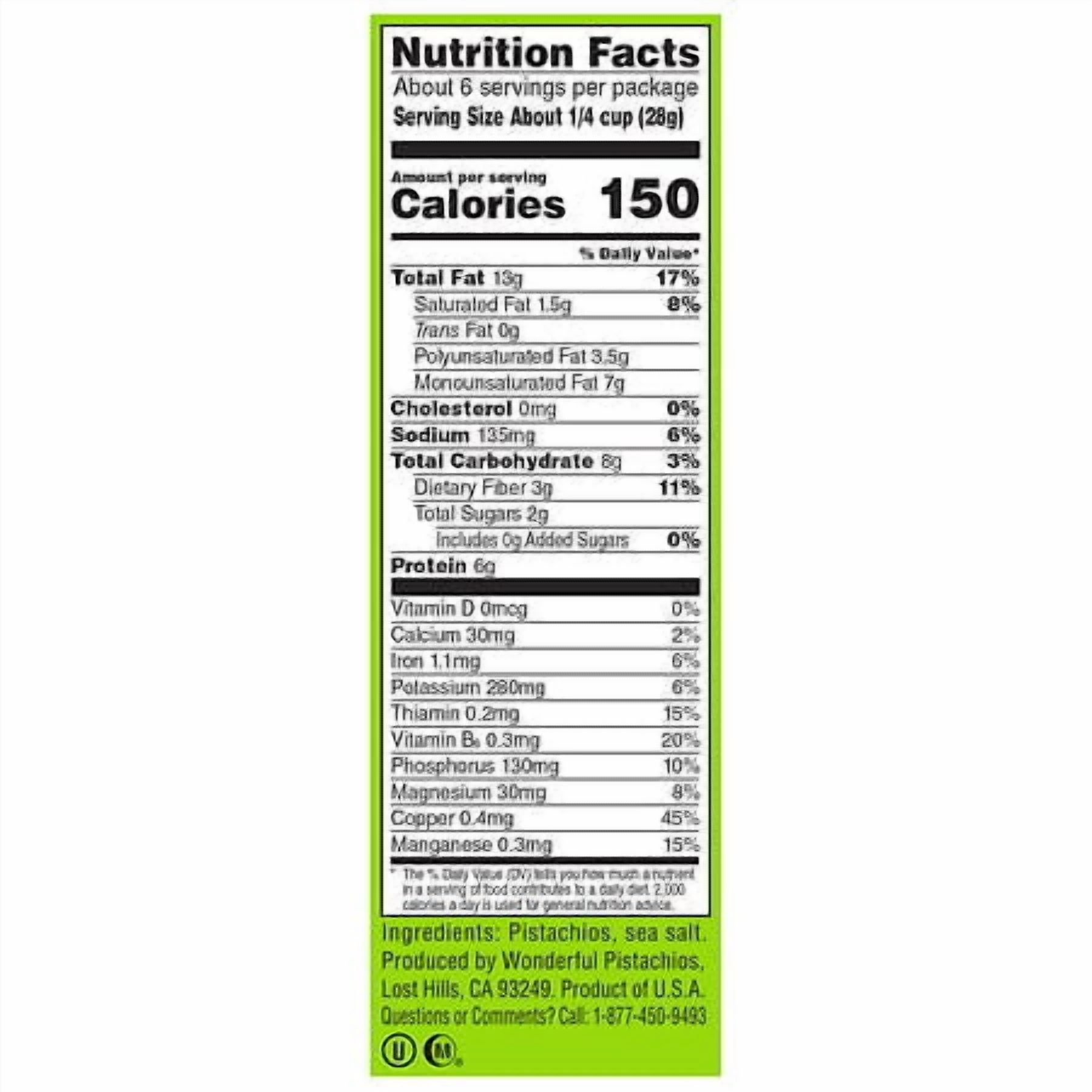 Wonderful No Shell Pistachios Roasted & Salted 6.0 oz Pack of 2