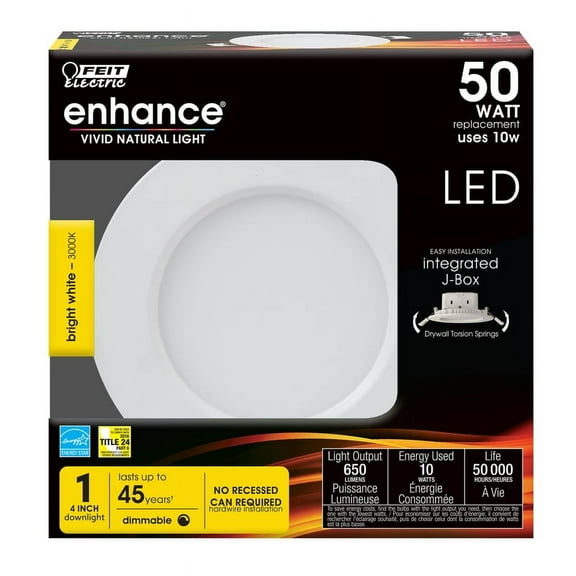 FEIT Electric Enchance White 4 in. W LED Canless Recessed Downlight Kit 10 watt
