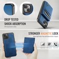 thumbnail image 4 of Decase Premium Magnetic Flip Detachable Wallet Case for iPhone 14,Shock-Absorbent PU Leather + TPU Back Cover with Credit Card Slots, Anti-Scratch,Fit Mag-Safe Car Mount,Blue, 4 of 9