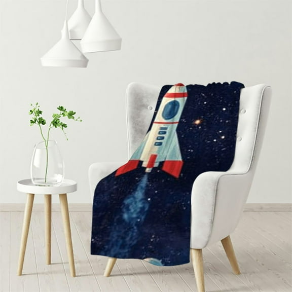 nygtbtfer Astronaut Theme Plush Flannel Blanket for Nursery Baby Crib, Cozy Warm Navy Galaxy Planet Fuzzy Throw Blanket 40x50in