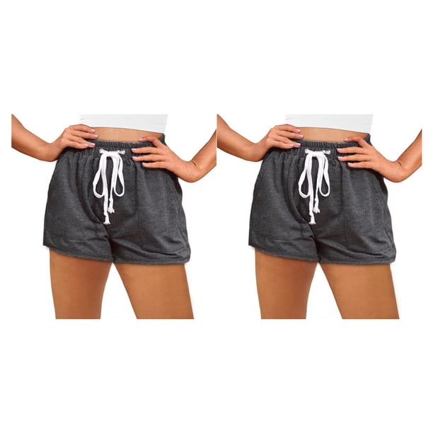 Guardurnaity Pantalones cortos Elástico Correr Entrenamiento Pantalones cortos Pantalones de chándal Ropa de verano Gris oscuro S 2piezas