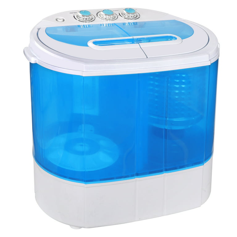 Homgarden 10lbs Capacity Compact Top-Load Washing Machine, Mini Twin Tub Washer Spin Dryer, Blue, Size: Small