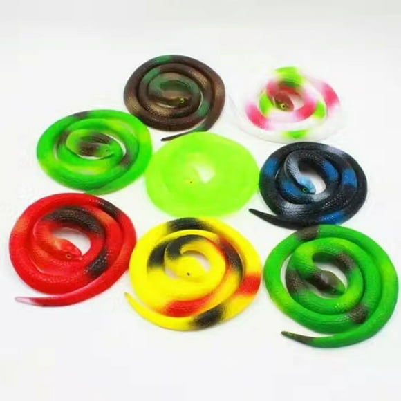 75cm Simulation Rubber Snake Tricky Toy Rubber Round Head Snake Novelty Toy For Halloween(random Color)