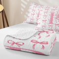 thumbnail image 4 of Manfei Monogrammed P Design Twin Quilt Set,Pink Dreamy Bowknot Twin Coverlet Set,3 Pieces,1 Bedspread and 1 Pillowcase, 4 of 7
