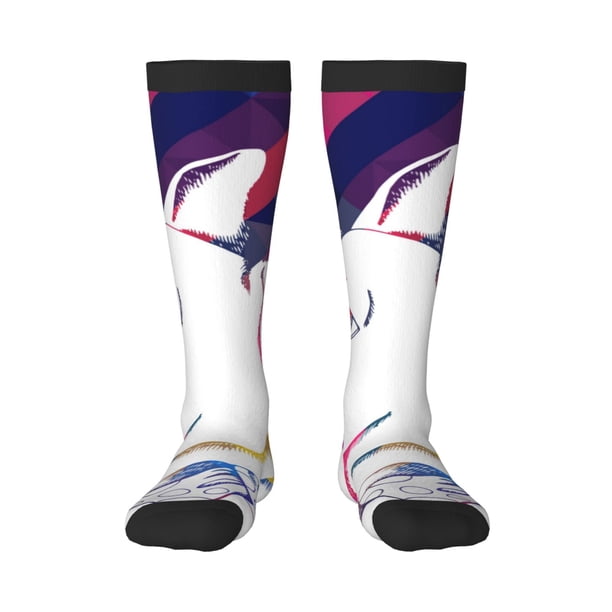 Fotbe Colorful Bulldog Calcetas Divertidas Estampadas para Hombre y Mujer, Calcetas de Algodón hasta la Rodilla para Caminar, Correr, Enfermería y Embarazo