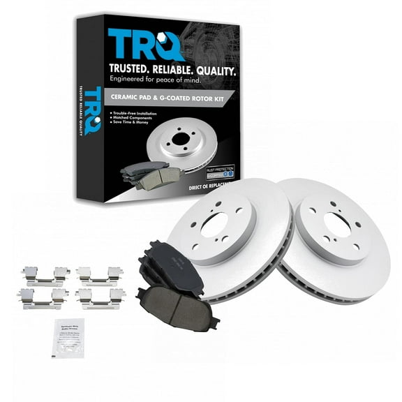 TRQ Front Posi Ceramic Brake Pads & G-Coated Rotors Kit Fits Select Toyota Lexus