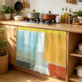 thumbnail image 6 of Teal Yellow Cabinet Curtain 35"Wx35"L,Dustproof Under Sink Skirt W/ Self Adhesive Tape,Orange Oil Painting Modern Abstract Geometric Cabinet Curtain Cover for Kitchen Sink,Bathroom Vanity, 6 of 9