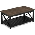 thumbnail image 4 of Coffee Table, Rustic Vintage Farmhouse Living Room Table with Shelf, 40, 4 of 14