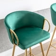 thumbnail image 5 of 30 Inch Bar Stools (2), Footrest, Golden Legs, Velvet Fabric, Foam Filled, 19.51 In. D, 20.23 W, 39.49 H, 14.18 Lb 2 Stools, Inch, Color, Upholstery, Depth, Width, Height, 5 of 7