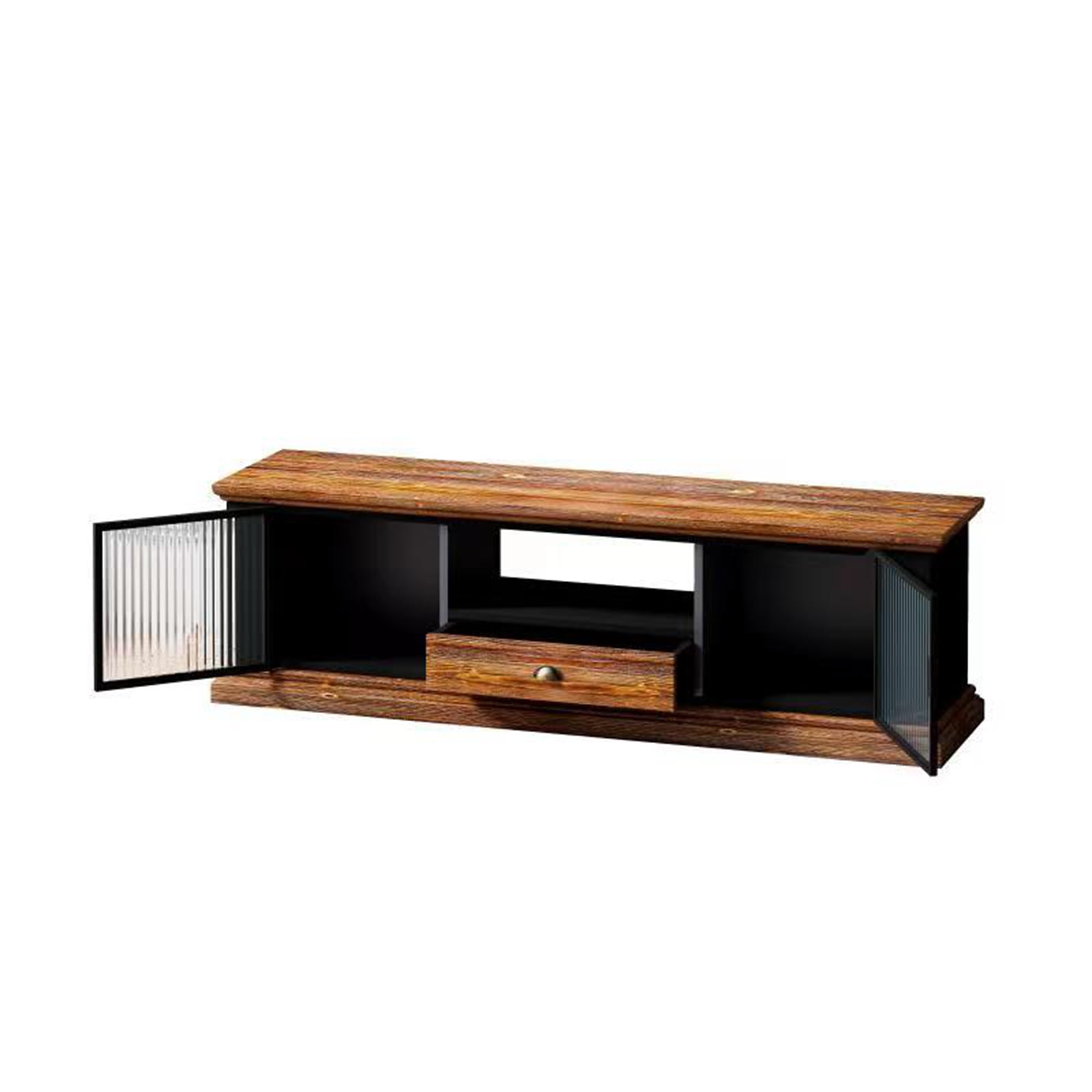 Resenkos Modern TV Stand with 2 Storage Cabinets and Drawer, TV Console Table Media Entertainment Center for Living Room Black&Brown Resenkos Modern TV Stand with 2 Storage Cabinets and Drawer, TV Console Table Media Entertainment Center for Living Room Black&Brown