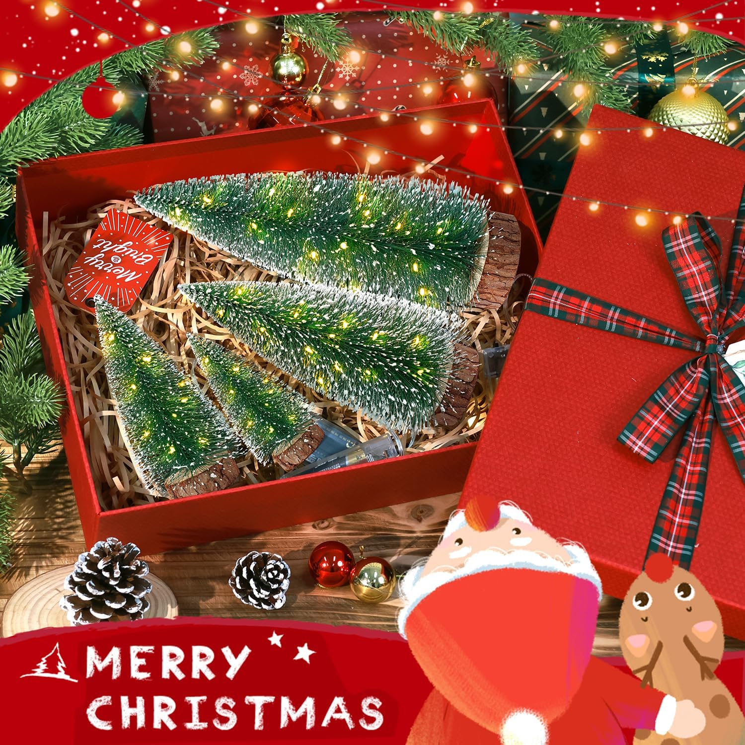 Ayieyill 4-Piece Mini Christmas Tree Set with LED Lights photo 5