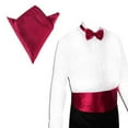 thumbnail image 2 of 3 Pcs Mouchoirs en Satin pour Hommes, Nœud Papillon, Rouge Vin, 2 of 9