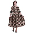 thumbnail image 1 of Bimba Robe à Manches Retroussables Imprimée Florale pour Femmes Col Mandarin Chemise Boutonnée-Moyenne, 1 of 5