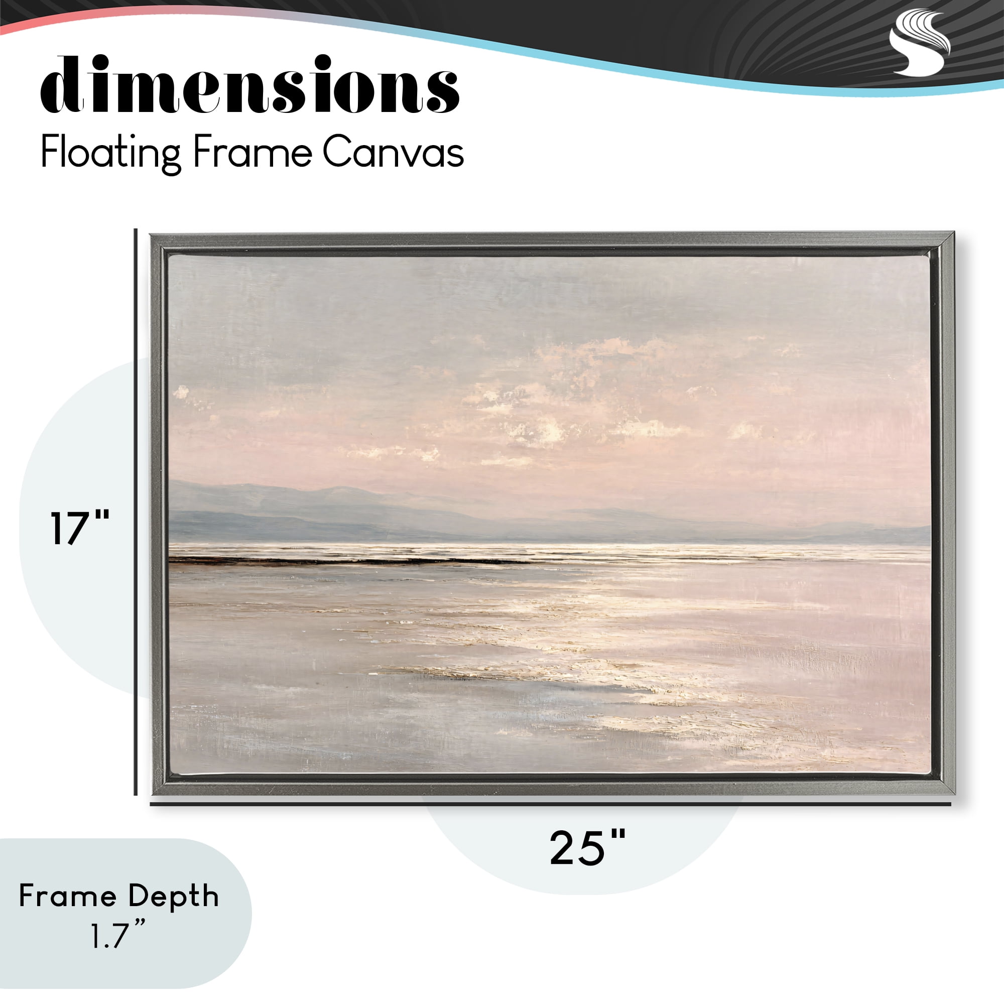 Stupell Industries Vast Blush Seascape Gray Framed Floater Canvas Wall Art, design by Jacky Ngan