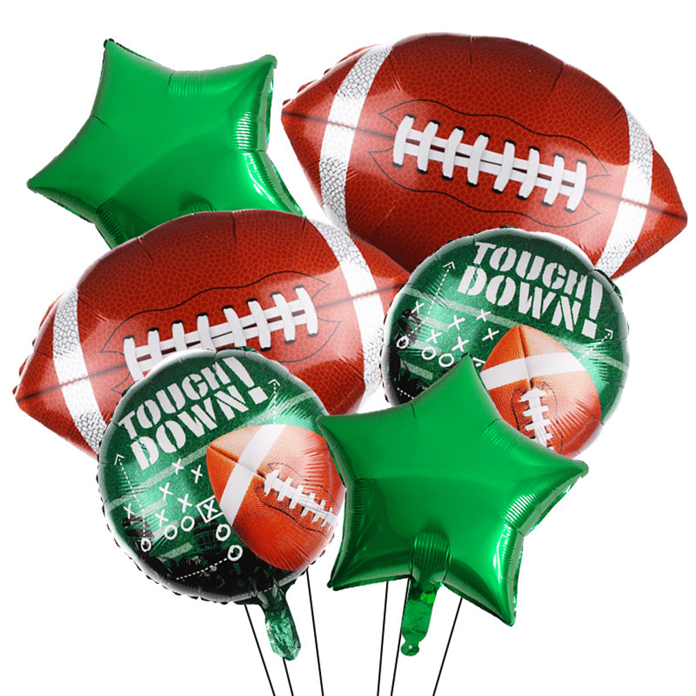60 Pieces Football Balloons Football Field Latex Balloons Football Party Balloons and 2 Rolls Gold Balloons Ribbon for Superbowl Tailgate Game Day Football Theme Supplies Birthday Party Decorations 