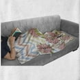 thumbnail image 6 of Floral Soft Flannel Fleece Throw Blanket, Vintage Themed Graphic Peony Flowers and Birds on Grunge Zigzags, Cozy Plush for Indoor and Outdoor Use, 50" x 70", Multicolor, by Ambesonne, 6 of 6