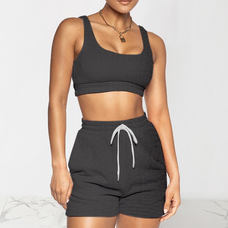  Black Workout Sets for Women: Two 2 Piece Yoga Outfit