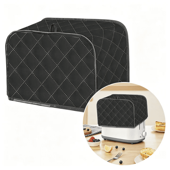 Toaster Cover Dust-Proof Waterproof Kitchen Appliance Protector Polyester Fabric Lightweight,Slice Bread Machine Sleeve for Countertop Storage Black