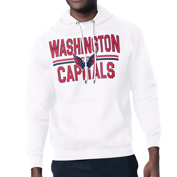 Men's Starter White Washington Capitals Mesh Look Team Name Logo Tri-Blend Pullover Hoodie