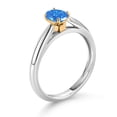 thumbnail image 3 of Gem Stone King 0.43 Ct Oval Fancy Blue Zirconia 10K White and Yellow Gold Solitaire Engagement Ring (Size 5), 3 of 4