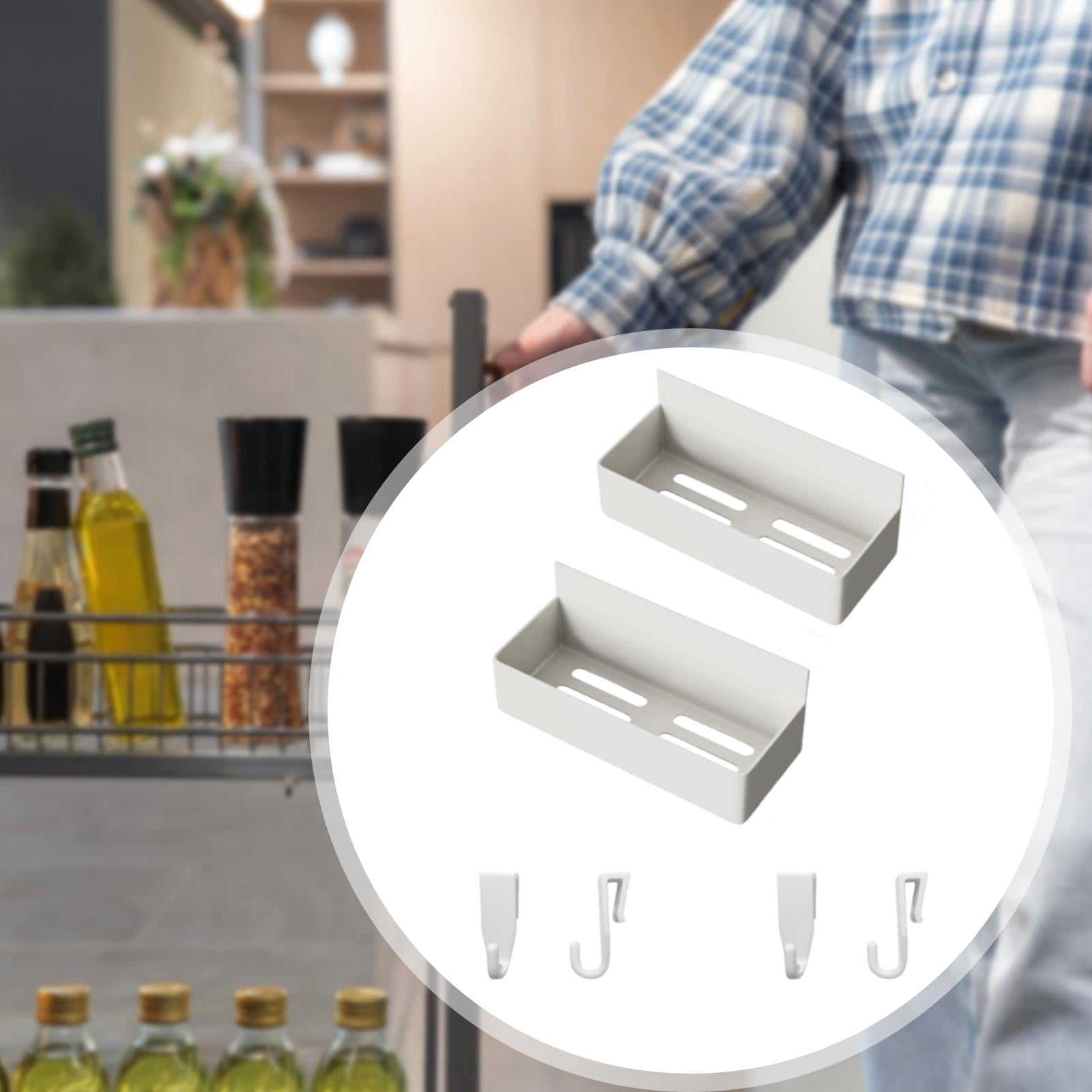 Nishiyuenyi 2 Pieces Magnetic Refrigerator Spice Rack Fridge Side Storage Shelf for Home White