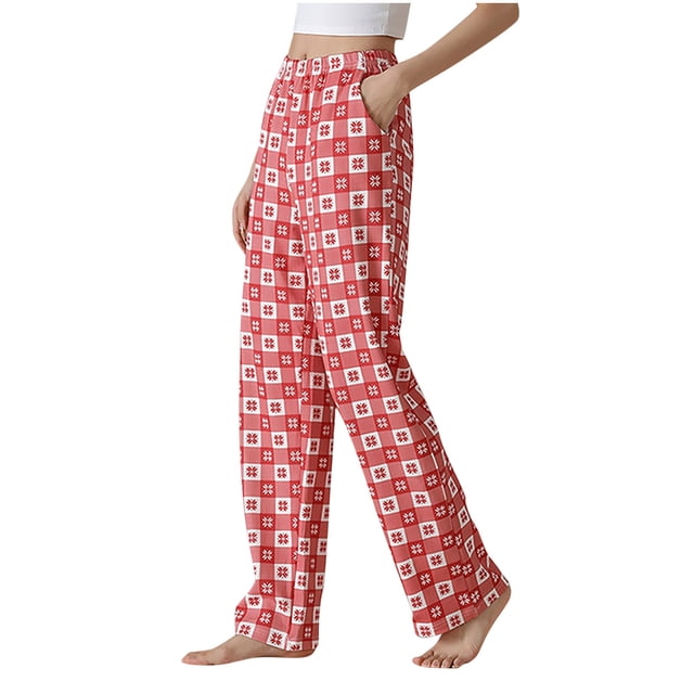 Bowake Womens Plaid Pajama Pants Stretch Comfy Lounge Pants Drawstring Sleep Bottoms Pjs Pants with Pockets