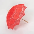 thumbnail image 2 of THY COLLECTIBLES Cotton Lace Parasol Umbrella with Wooden Handle Vintage Lolita Coquette Look for Wedding Bridal Umbrella Decoration for Photoshoot, Costume Theme Party, Halloween Red, 2 of 7