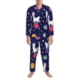 thumbnail image 3 of Naloa Lama in Space Men’s Pajamas Set - Long Sleeve Button Down Sleep Shirt and Pajama Bottoms Sleepwear Set-Medium, 3 of 7