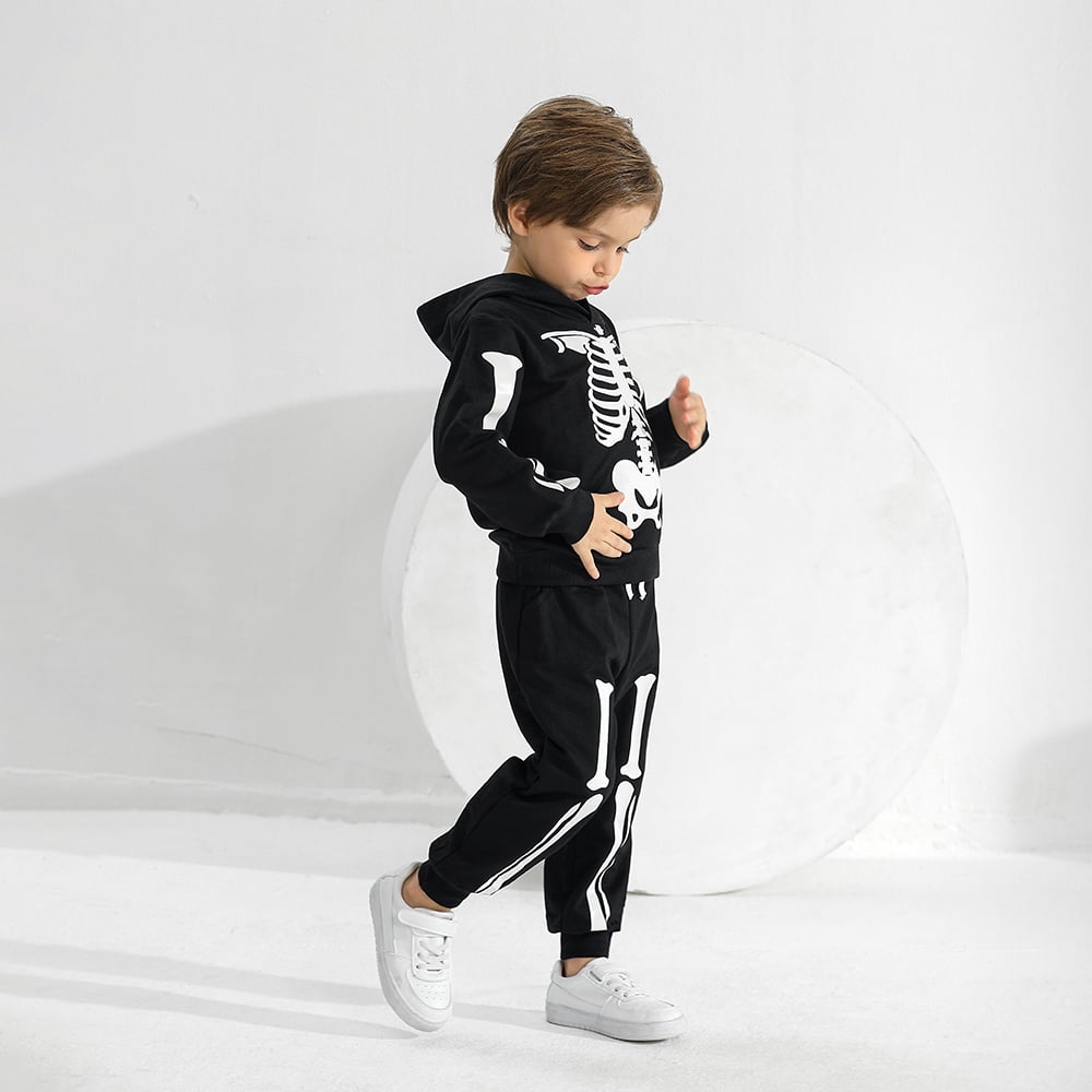 Toddler Baby Fall Hoodie Clothes Little Boys Girls Sweatshirt Top and Pants Sweatsuit Halloween Glow Outfits Set 2-6T