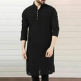 thumbnail image 4 of Kcodviy Chemise Décontractée pour Homme Unie à Col Montant Robe Musulmane Longue Chemise Habillée à Manches Boutonnée Jubba Thobe, 4 of 4