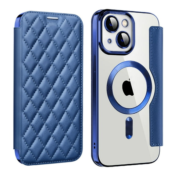 Allytech Magnetic Wallet Case for Apple iPhone 15, RFID Blocking PU Leather Clear Back Cover Compatible with Magsafe Wireless Charging Anti-Scratch Phone Case for iPhone 15, Royalblue
