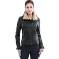 thumbnail image 1 of Jessie G. Women's "Jessica" Slim Fit Faux Leather Aviator Jacket, 1 of 5