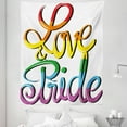 thumbnail image 1 of Pride Tapestry, Love and Pride Text Design Lettering Calligraphy Rainbow Colors Relationship, Fabric Wall Hanging Decor for Bedroom Living Room Dorm, 5 Sizes, Multicolor, by Ambesonne, 1 of 1