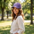 thumbnail image 6 of Purple Floral Hummingbird Print Awareness Hat | Unisex, Purple Ribbon Design, Pansy Floral Print, Awareness Support, Baseball Cap(B-Style), 6 of 9