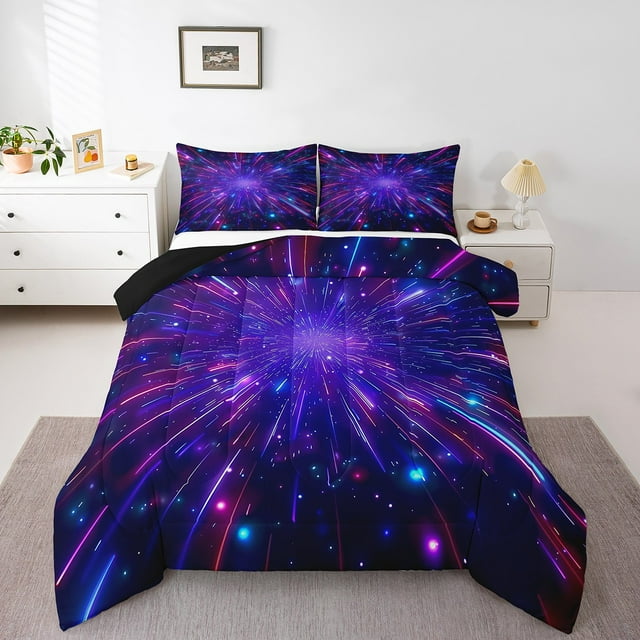 Erosebridal Gradient Stripes Bedding Twin Comforter Set,Abstract Lines Down Comforter,Kids Room Decorative,Reversible,Lightweight,2-Piece
