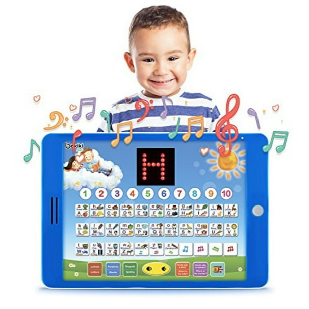 spanish english tablet bilingual educational toy with lcd screen display by boxiki kids touch and teach pad for kids learning s