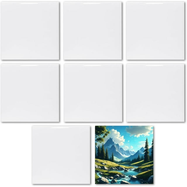 MR.R 8 Pack Sublimation Blanks 4x4" White Glossy Ceramic Tiles Crafts for Heat Press Transfer Printing Customized Photo Frame Novelty For Wedding, Birthday Gift, Decoration (10x10cm)