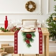 thumbnail image 6 of Cinvoph Christmas Table Runner Holly Berry Pine Cone Needle Branch Table Runners Xmas Seasonal Holiday Table Decorations for Dinning Home Party Decor 13"x72", 6 of 6